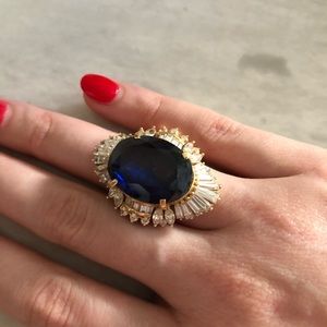 Real 14k gold fashion ring, sapphire/diamonds 5
